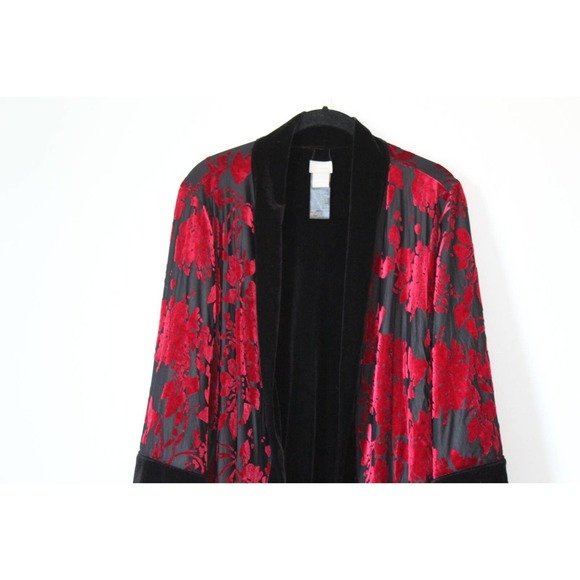 Chico's Travelers Collection Reversible Black To Red Velvet Jacket 1 8/10 H13887 - Picture 4 of 12